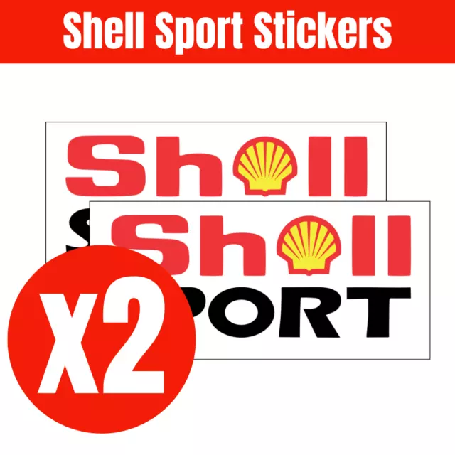 2 x Shell Sport Retro Classic Vintage Rally Motorsports Adhesive Vinyl Stickers