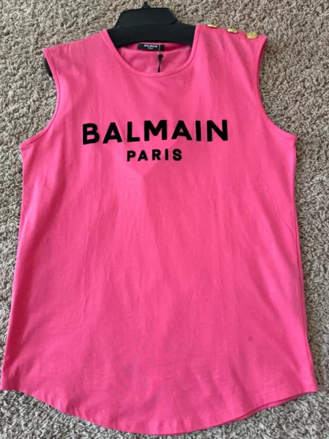 Balmain womens Logo print cotton tshirt
