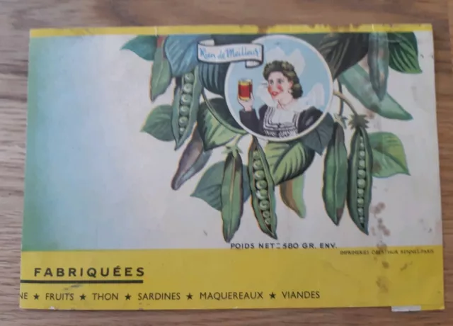 Etiquette ancienne publicitaire Petit Pois