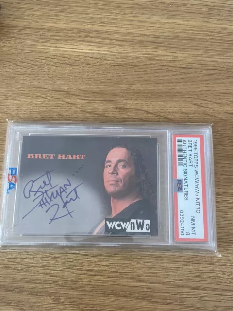 1998 1999 TOPPS WCW NEU OHNE ZWE Bret Hart AUTOGRAMM AUTO SIGNIERT PSA 8 KARTE