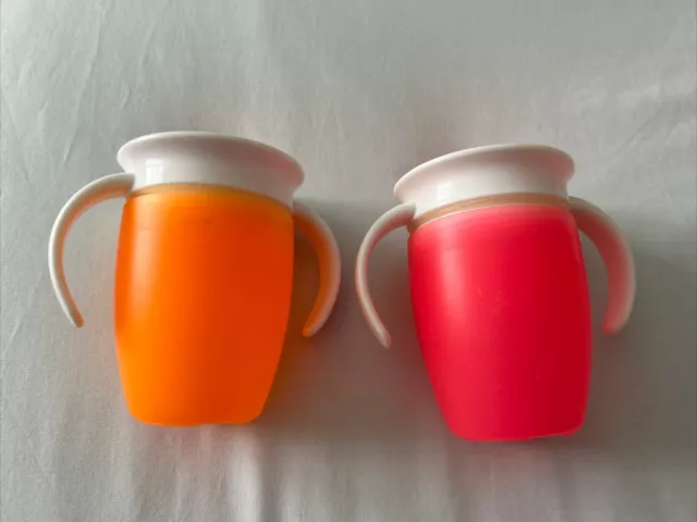 Set Of TWO Munchkin Miracle 360 Degree Trainer Cup From 6months+7oz (207ml) 🧡🩷