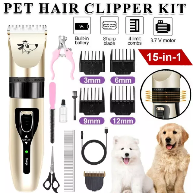 Dog Electric Clipper Comb Set Hair Trimmer Blade Cat Pet Grooming Horse Cordless