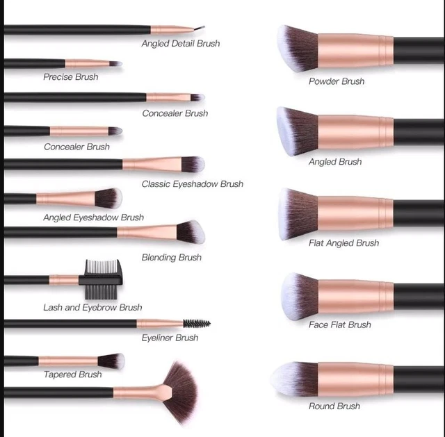 16 Pezzi Kabuki Trucco Pennelli Set Ombretto Fard Viso Polvere Fondotinta Tool