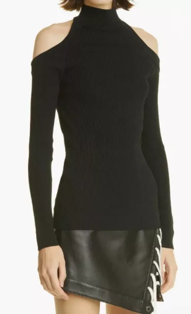 MONSE Cold Shoulder Open Back Rib Sweater Sz L Org $690