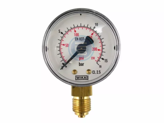 Senkrecht Manometer WIKA für Vakuum und Druck Klasse 2.5 G1/8" G1/4" G1/2" Luft