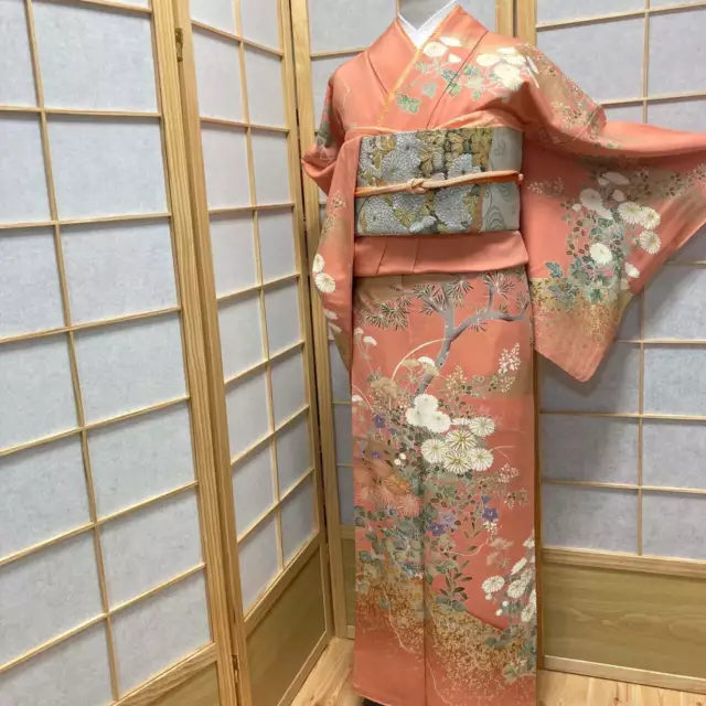 8813# kimono japonés Vintage bata de seda pura bordado kimono solo se vende...