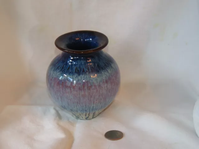 Potbelly Vase Drip Glaze Studio Art Pottery maybe Bill Campbell