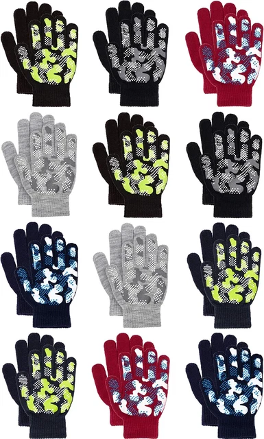 Cozy and Festive: 12 Pairs of Warm Magic Knit Gloves for Boys and Girls - Perfec