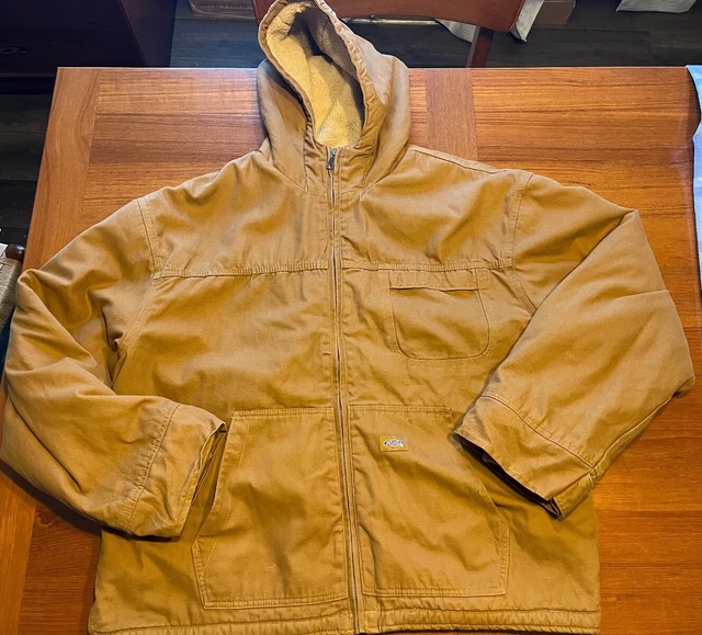 Dickies Men's Sanded Duck Sherpa Lined Hooded Jacket Size 2XL