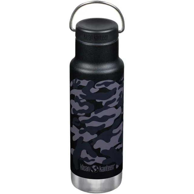Klean Kanteen 355ml Classic Vacuum Insulated Water Bottle Loop Cap Black Camo
