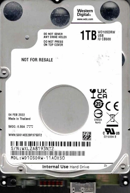 WD40NDZW-11BCSS0 USB 3.0 WX52D FEB 2023 Thailand Western Digital