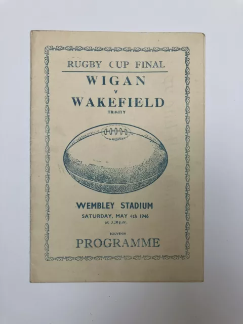 Rugby Cup Final Souvenir Programme 1946, Wigan V Wakefield Trinity