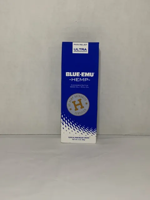 NEW Blue-Emu Hemp Cream Pain Relief - Muscle and Joint Maximum Support 3 oz