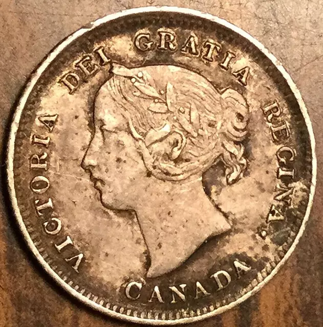 1896 CANADA SILVER 5 CENTS COIN - Fantastic example ! -