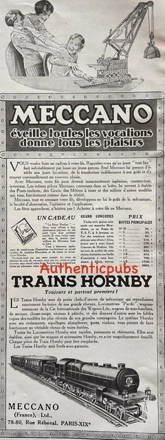 PUBLICITE MECCANO JEU DE CONSTRUCTION JOUET AUTO GRUE DE 1926