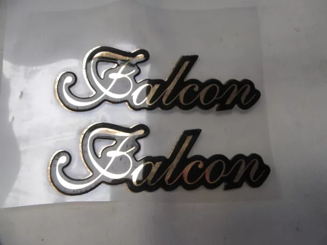 Falcon Raised Decal Sticker Pair Black / Gold 4 3/4 X 1 1/2 Inch Marine Boat