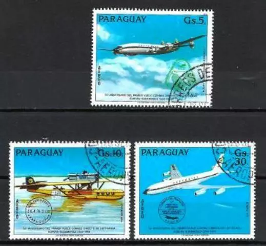 Avions Paraguay (19) série complète de 3 timbres oblitérés