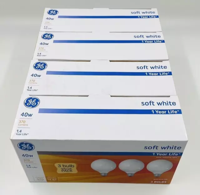 GE 40-Watt Soft White G25 Vanity Globe Light Bulbs Medium Base (4 Pk, 12 total) 3