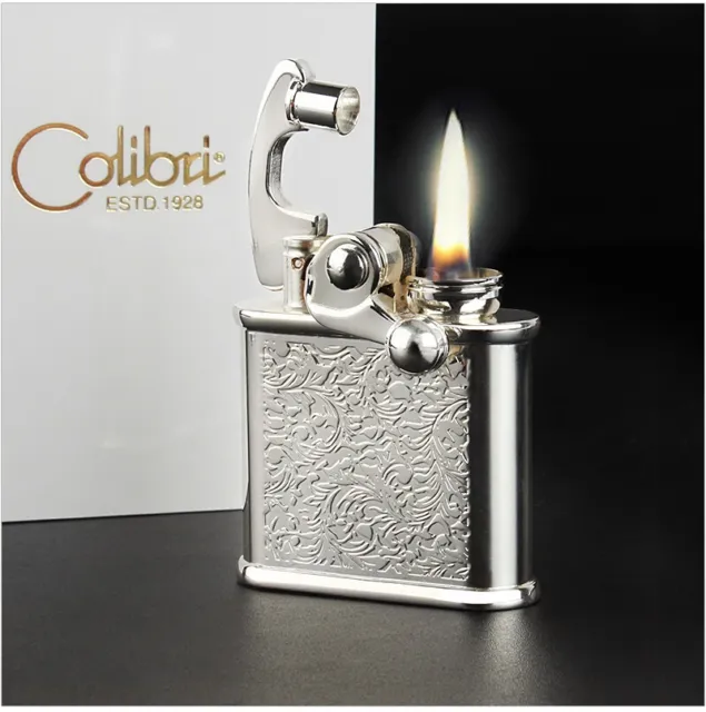 Colibri Arabesque Silver Antique Stylish Design Flint Oil Lighter Made In Japan