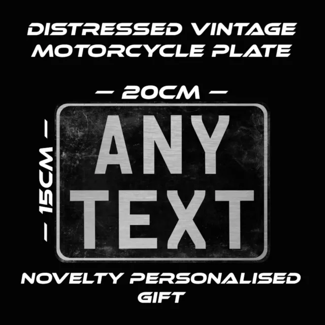 Novelty Vintage Distressed Metal Motorcycle Number Reg Plate Retro Gift