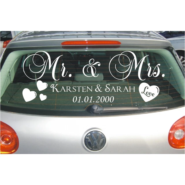 GRAZDesign Hochzeitsaufkleber 'Just Married' - Personalisierbar Mit Namen & Datum | Auto Dekoration