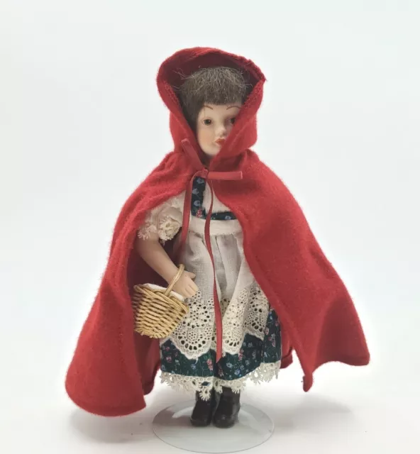 New Vintage 1985 Avon Fairy Tale Doll 8" Red Riding Hood W/Stand