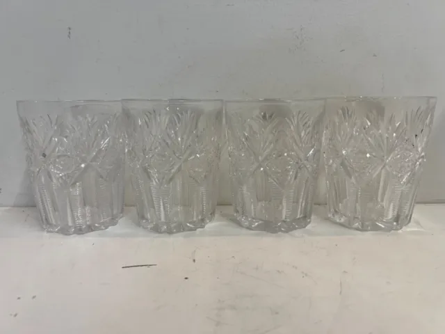 Antique Hawkes Cut Glass Crystal Set of 4 Old Fashioned Glasses 2