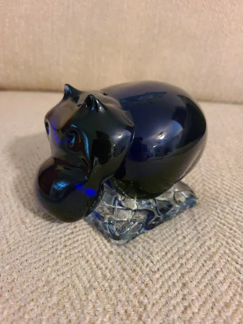 Beautiful Cobalt Blue Hippo Hippopotamus Figurine Paper Weight
