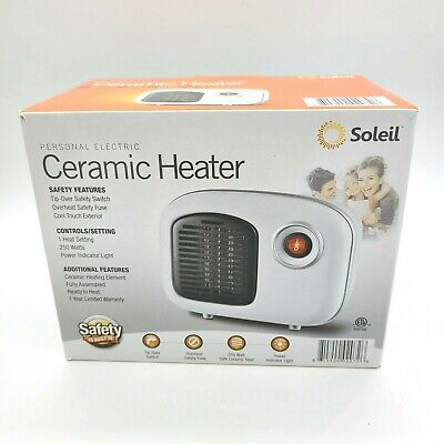 Soleil Personal Indoor Ceramic Mini Heater White New 250W Free Shipping