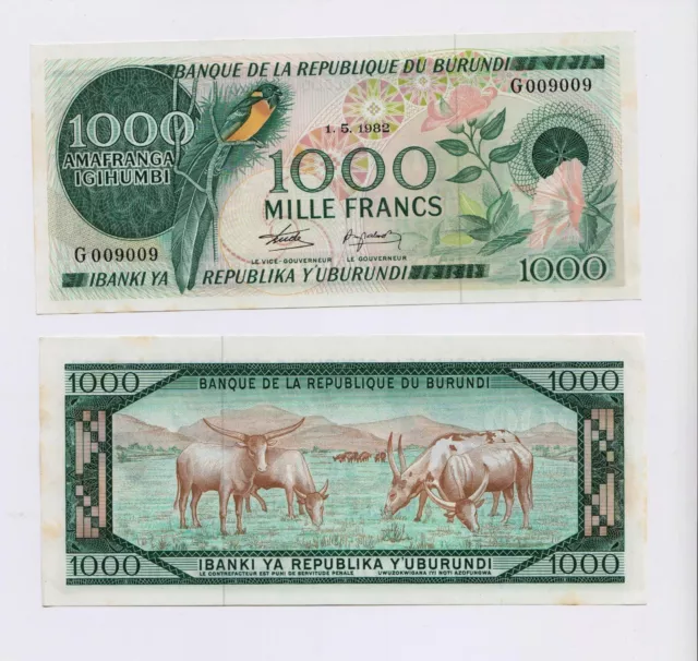 BURUNDI  1000 FRANCS  1982 Banknote  PICK # 31b in  GEM UNC condition