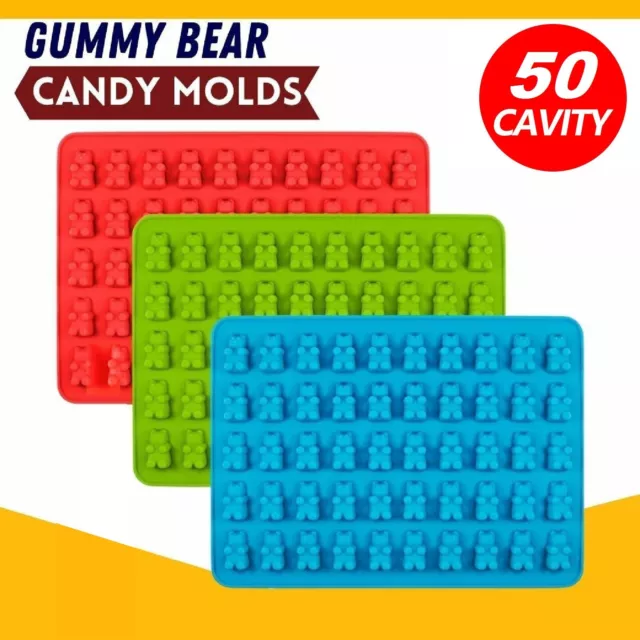 50 Cavity Silicone Gummy Moulds Bear Mold Candy Chocolate Jelly Ice Bakeware