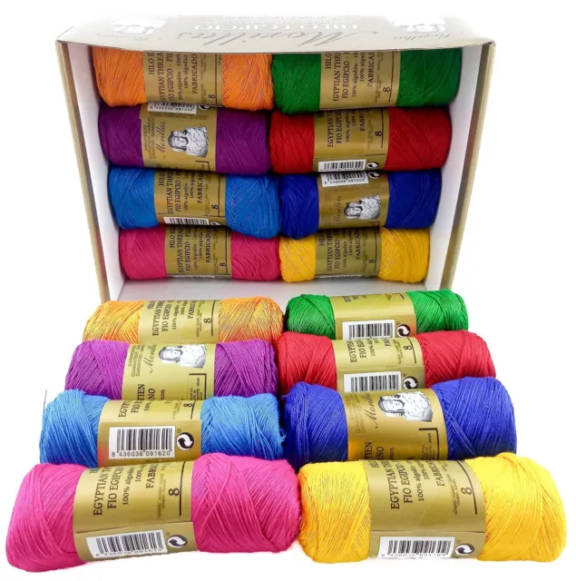 Caja con 16 Zepelines Nº5 Colores Sólidos Hilo Perlé 100% Egipcio para  Crochet
