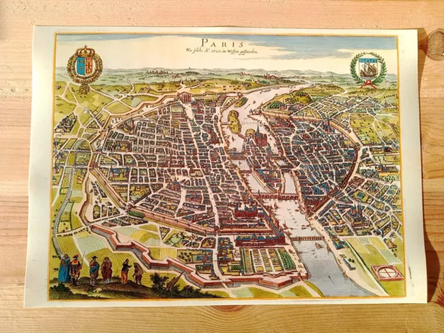 Carte Vintage Ancien Plan De Paris 1620 Format A3