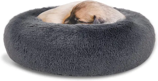 Plush Calming Dog Beds, Donut Dog Bed for Small Dogs, Medium, Large & X-Large, C