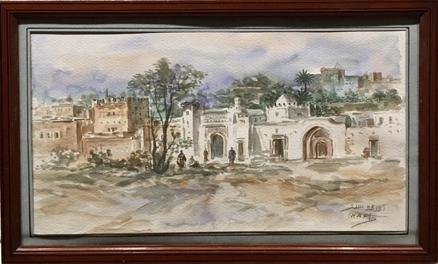 Tableau Peinture Cadre 20ème XXème Sidi Hbibi Aquarelle orientaliste rare ancien