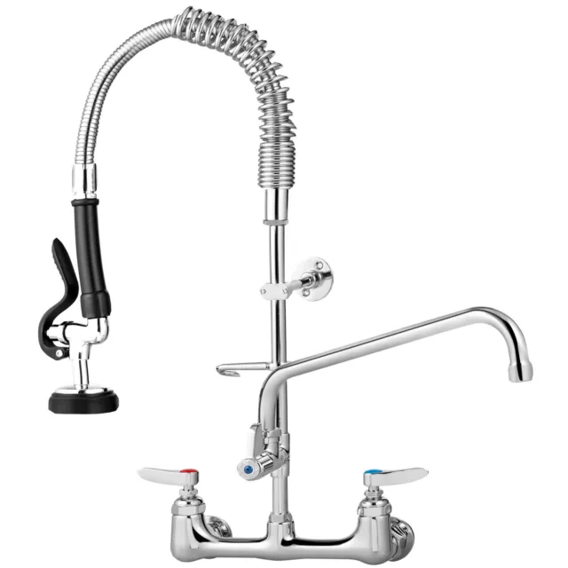 VEVOR 12" Commercial Pre-Rinse Sink Faucet Pull Kitchen Down Sprayer Mixer Tap