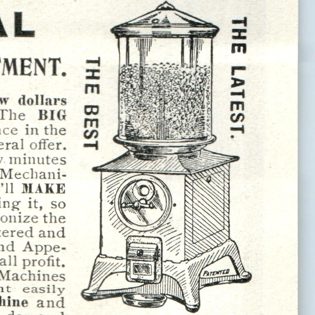 1902 Enterprise Vending Machine Print Ad Perfection Gumball Antique Original 4A