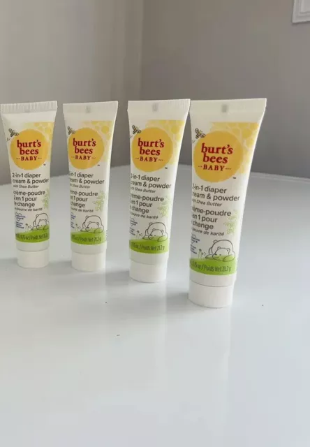 4 Burt's Bees Baby Diaper Cream & Powder W Shea Butter .75 Oz Each-Free Shipping