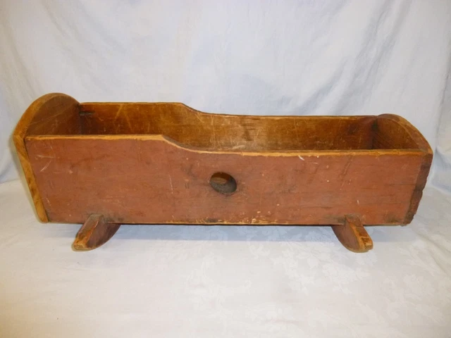 Antique Primitive Baby Doll Cradle W/ Square Nails