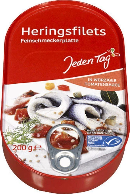 39,80EUR/1kg JedenTag Herings Filet Feinschmecker 200g Dose
