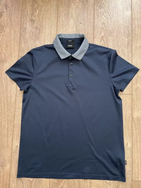 Beautiful Hugo Boss Polo Shirt Navy  Size M Lovely Used Cond RRP £75