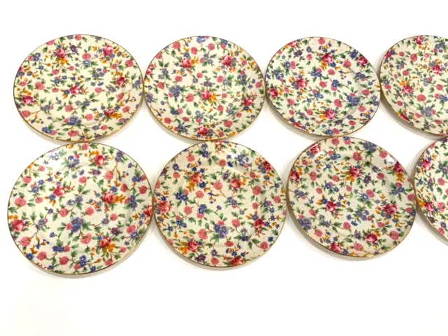 8 ROYAL WINTON GRIMWADES OLD COTTAGE CHINTZ ENG BREAD PLATES Floral Roses 6 3/8” 3