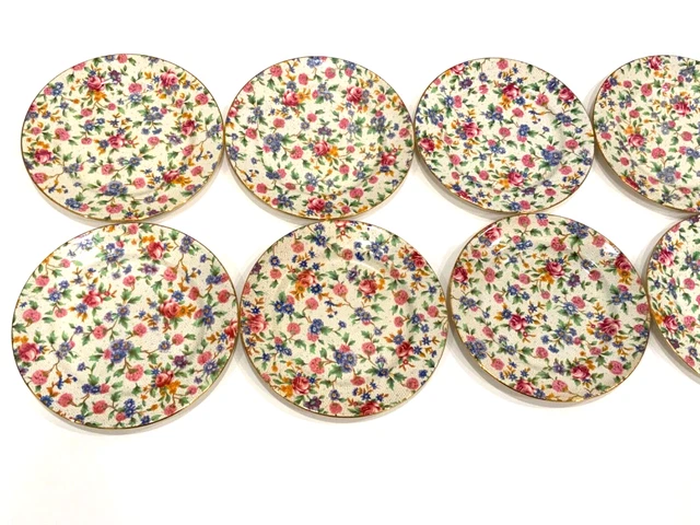 8 ROYAL WINTON GRIMWADES OLD COTTAGE CHINTZ ENG BREAD PLATES Floral Roses 6 3/8” 3