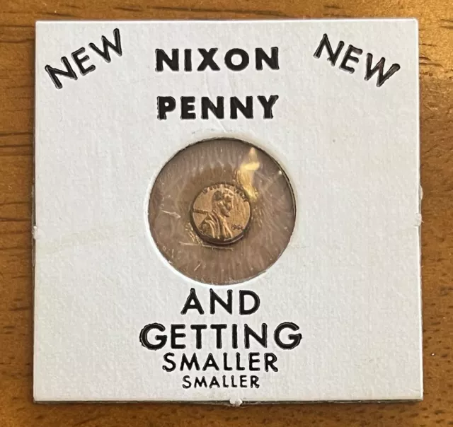 1964 Nixon Penny Novelty Miniature Lincoln Memorial Cent Getting Smaller Smaller