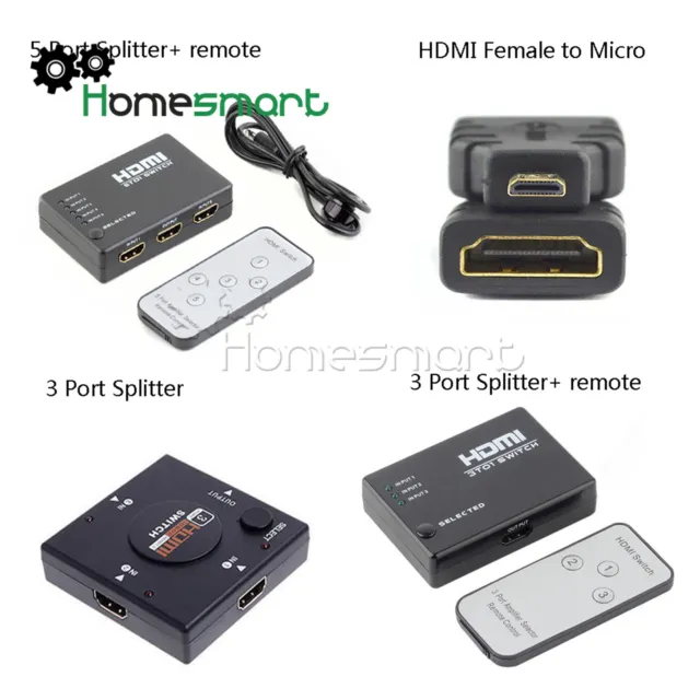 3/5 Port 1080P Video HDMI Switcher Switch Splitter IR Remote Control HDTV 3