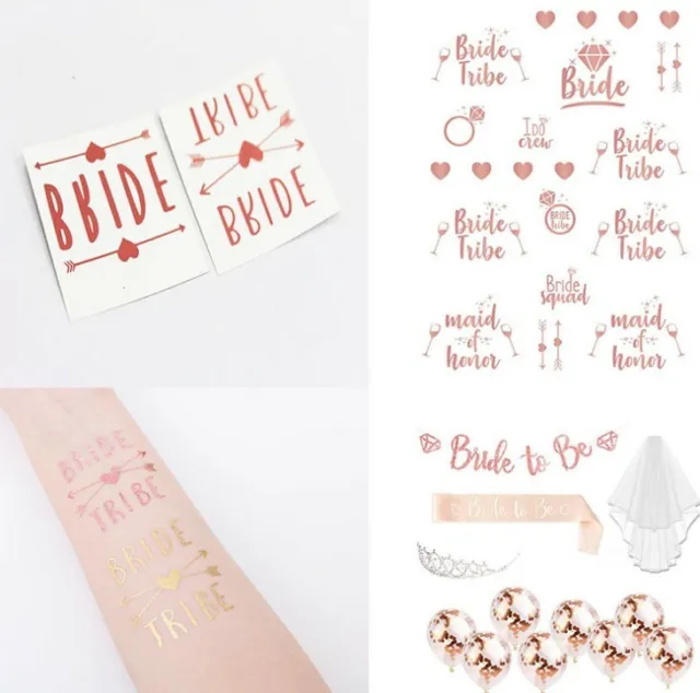 Bride Temporary Tattoos Bride To Be Hen Party Do Floral Wreath Crew Squad Fun