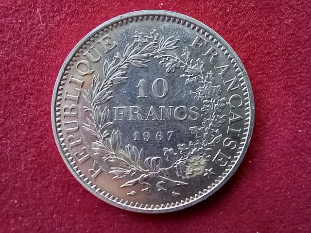 Frankreich 10 Francs 1967 Silbermünze 900er Silber Herkulesgruppe #KM 932