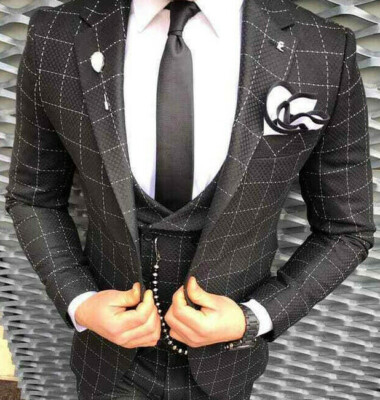 Designer Costume pour Homme Mariage Cintré Laine Veste de U Pantalon Brillant 