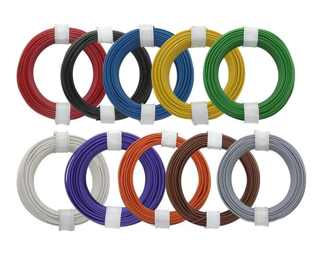10x10m Ensemble Câble Galon 0,14mm ² Toron en Cuivre Fil Toronné Fils de Brins