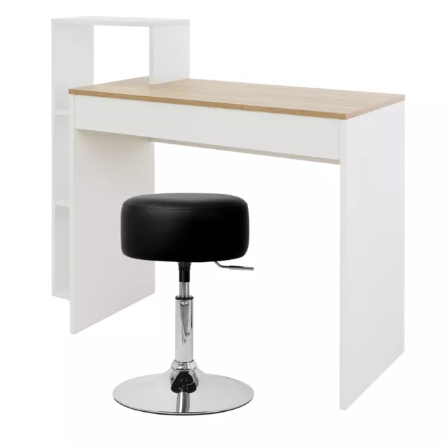 Bureau d'ordinateur PC avec 3 étagères bureau d'étude avec tabouret en cuir noir